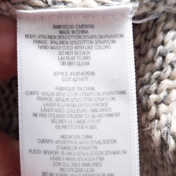 Joie Fringe Hem Cardigan Sweater Light Gray Size L Coastal Grandma - Picture 8 of 8